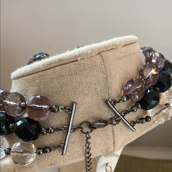 Gorgeous triple strand, Black and Clear Beaded Necklace Set - Picture 5 of 5